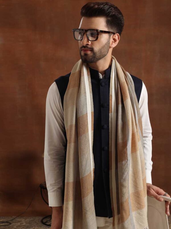 Wool Silk Checks Scarf Unisex