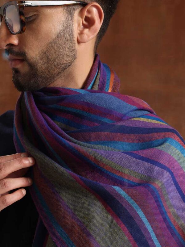Stripes Wool Silk Scarf Unisex