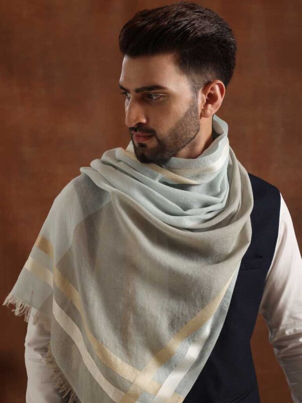 Wool Silk Checks Scarf Unisex