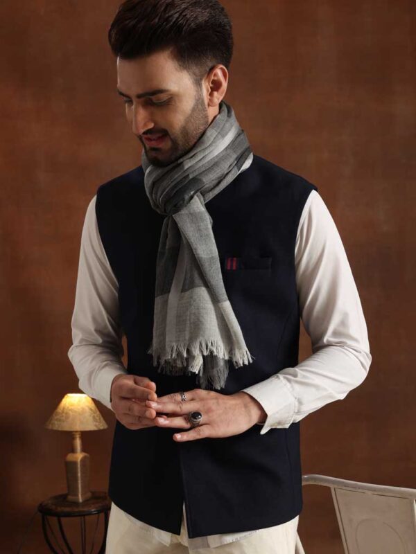 Wool Silk Checks Scarf Unisex