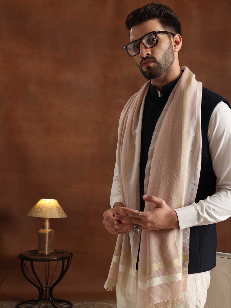 Stripes Wool Silk Scarf Unisex