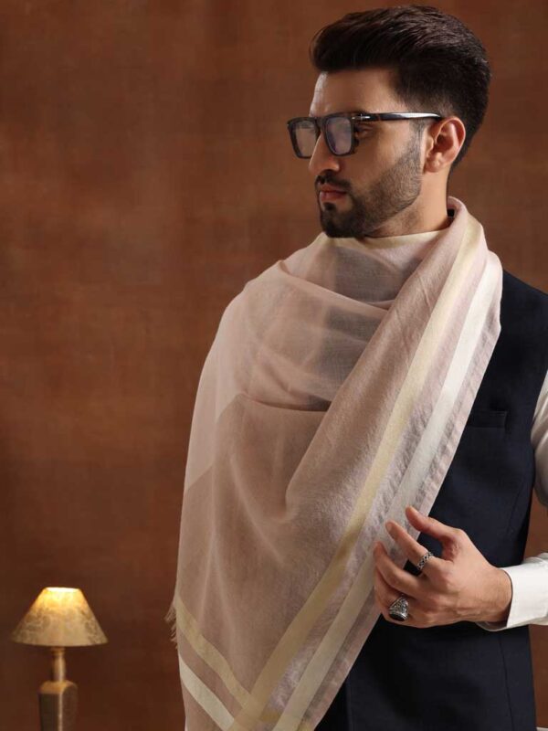 Stripes Wool Silk Scarf Unisex