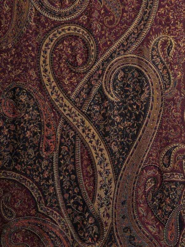 Badaam Jaal Merino Hand Bead Wrap - Ruby, Black