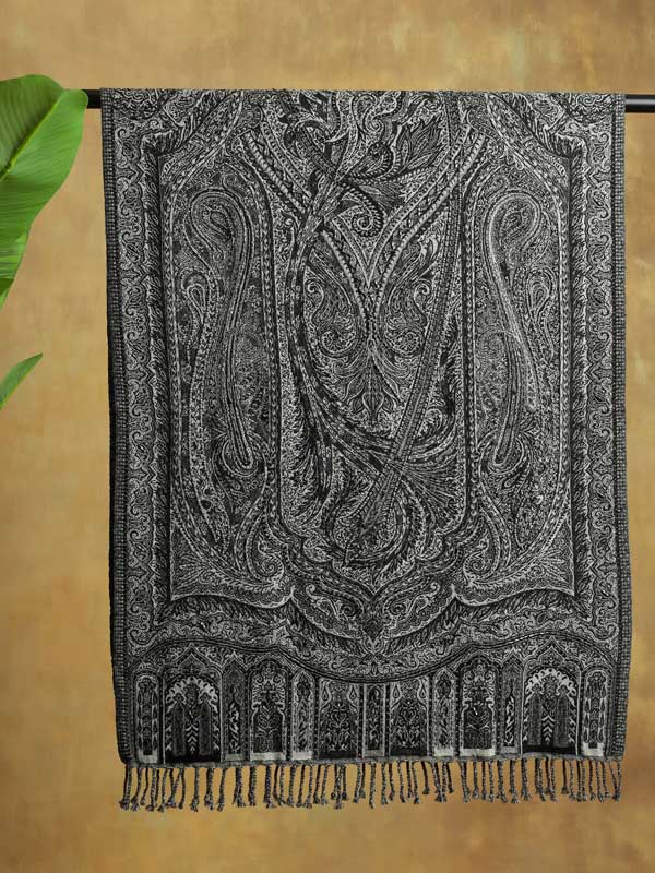 Smoked Pearl Paisley Hand Bead Merino Wrap