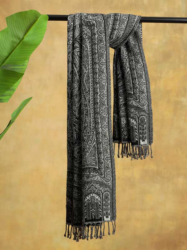 Smoked Pearl Paisley Hand Bead Merino Wrap