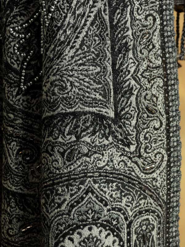 Smoked Pearl Paisley Hand Bead Merino Wrap