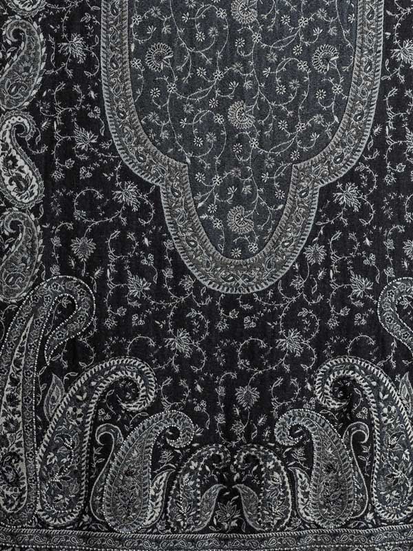 Enseign Blue Paisley Hand Bead Merino Wrap