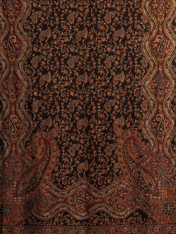 Paisley Jaal Merino Hand Bead Wrap - Adobe Brown