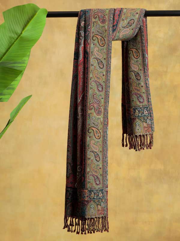 Vintage Kani Paisley Merino Wool Stole - Munich Multi