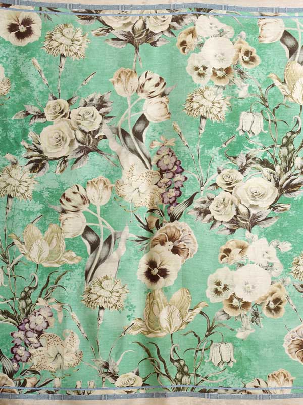 Gilded Blooms Silk Blend Square Scarf - Sea Green