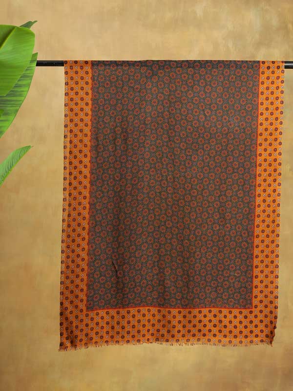 Mini Motifs Merino Wool Twill Mens Scarf - Sport Orange