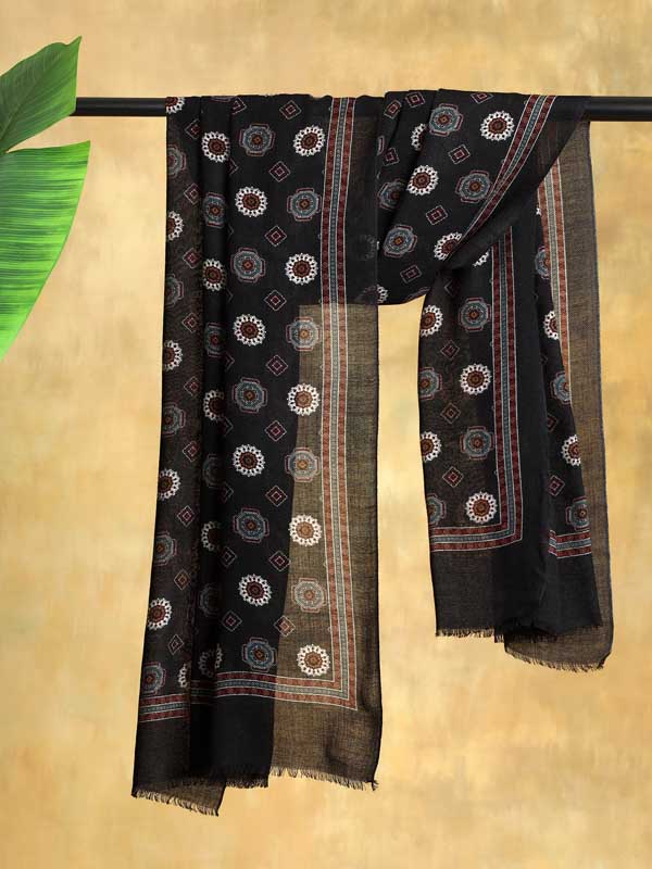 Helion Medallion Wool Twill mens Stole - Imperial Black