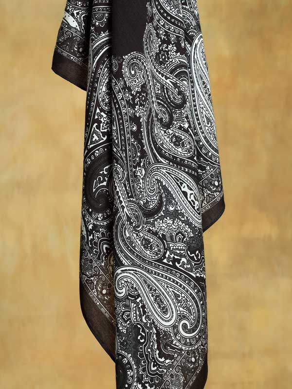 Paisley Poetry Silk Blend Square Scarf - Monochrome