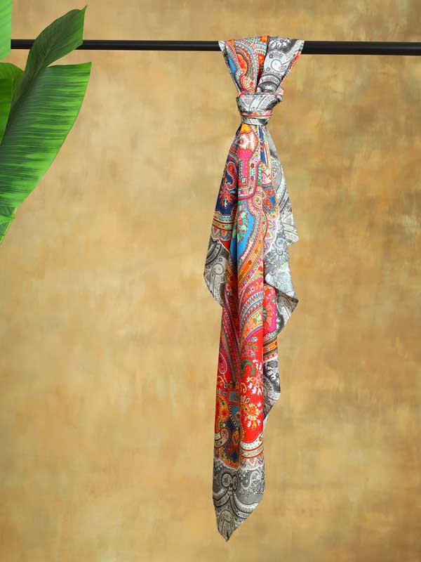 Paisley Poetry Silk Blend Square Scarf - Monochrome Multi