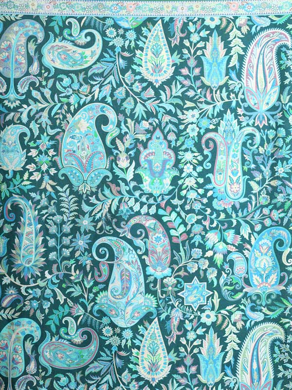 Almond Paisley Silk Blend Square Scarf - Tuscan Turquoise