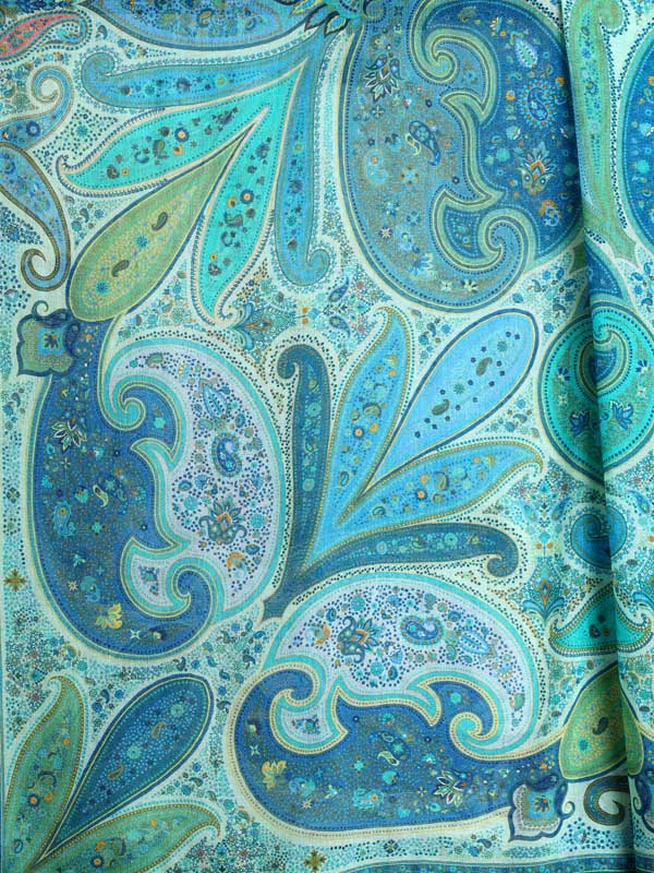 Kalyx Paisley Oversize Wool SIlk Foulard - Tangerine