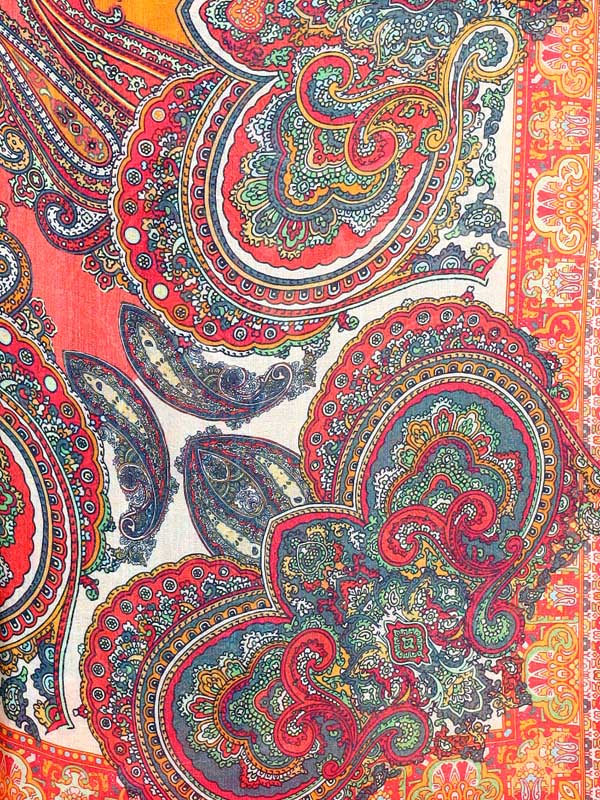 Phorios Paisley Oversize Wool Silk Foulard - Lipstick Red