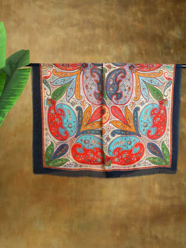 Kalyx Paisley Oversize Wool SIlk Foulard - Mykonos Multi