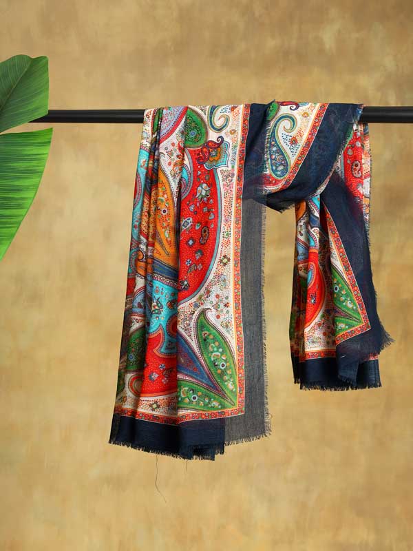 Kalyx Paisley Oversize Wool SIlk Foulard - Mykonos Multi