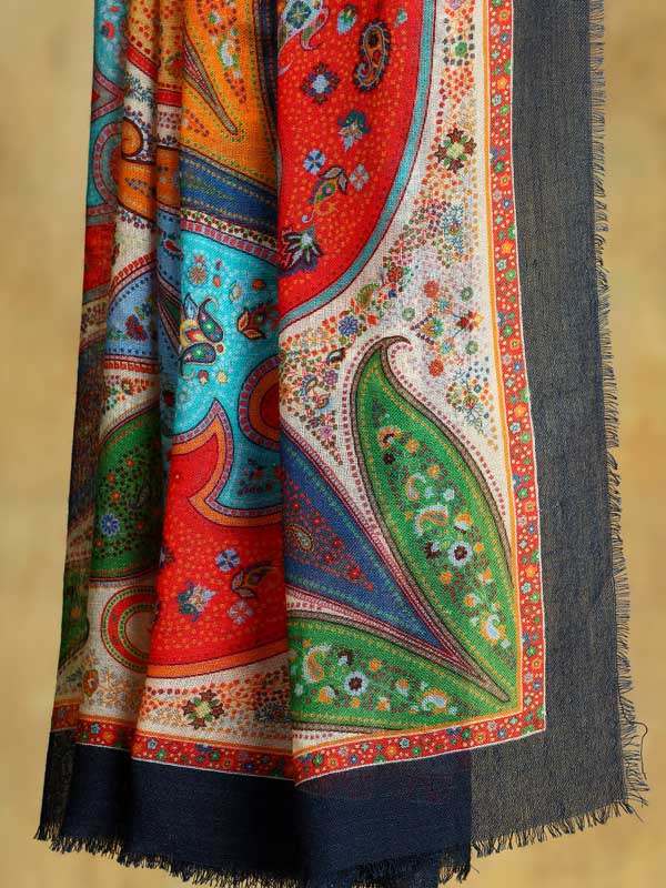 Kalyx Paisley Oversize Wool SIlk Foulard - Mykonos Multi