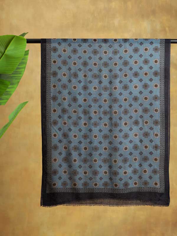 Mens Classic Pure Wool Stole - Cerulean Blue