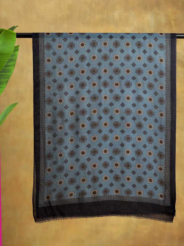 Mens Classic Pure Wool Stole - Cerulean Blue