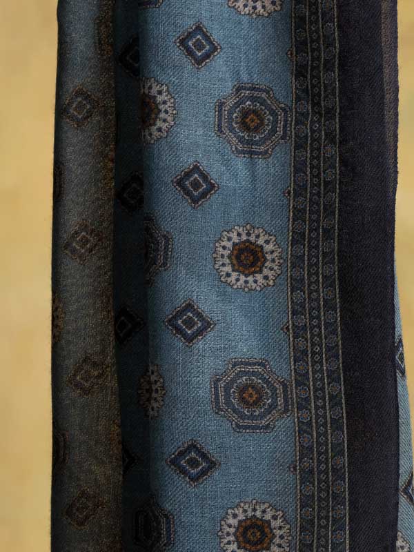 Mens Classic Pure Wool Stole - Cerulean Blue