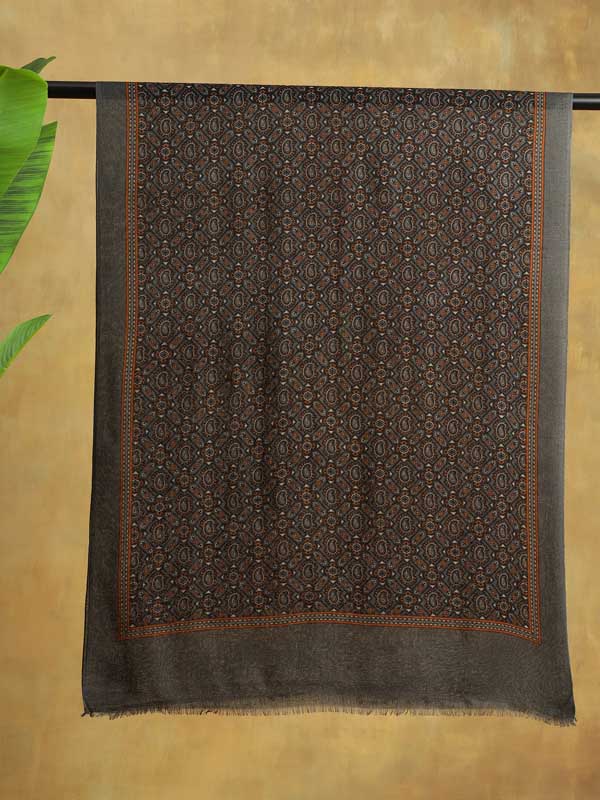 Petit Paisley Classic Mens Wool Stole -Squash Grey