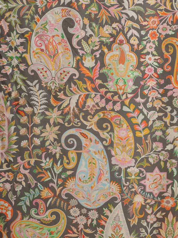 Almond Paisley Silk Blend Square Scarf - Merigold Grey